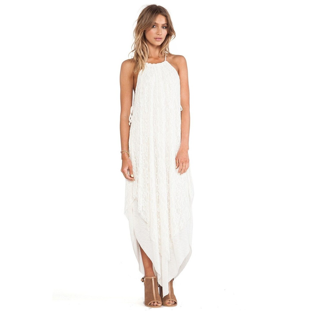 NWT Free People Olympia Lace Maxi Dress‎ Ivory White L - Picture 2 of 13